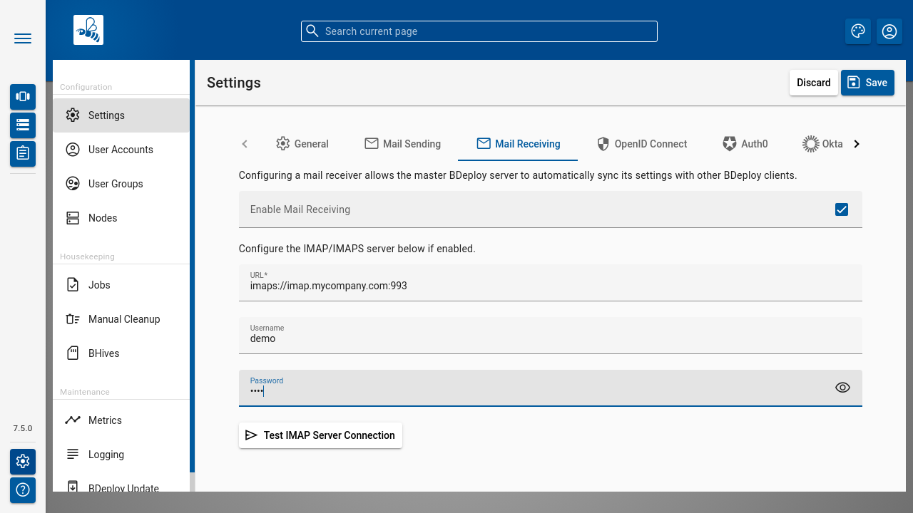 Mail Receiving Configuration