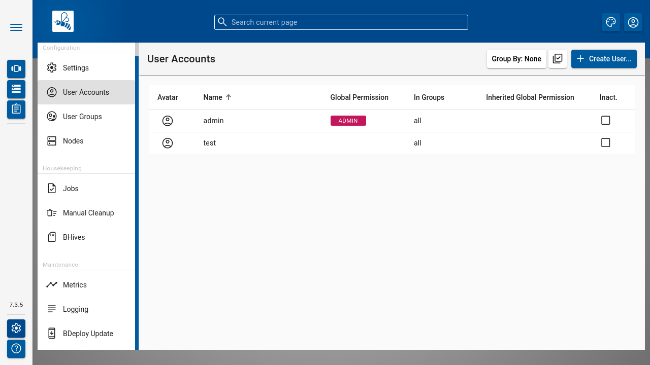 BDeploy User Accounts