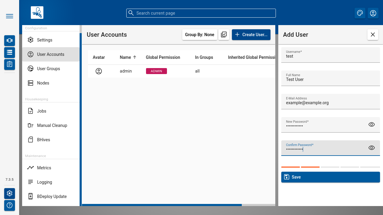 BDeploy User Accounts