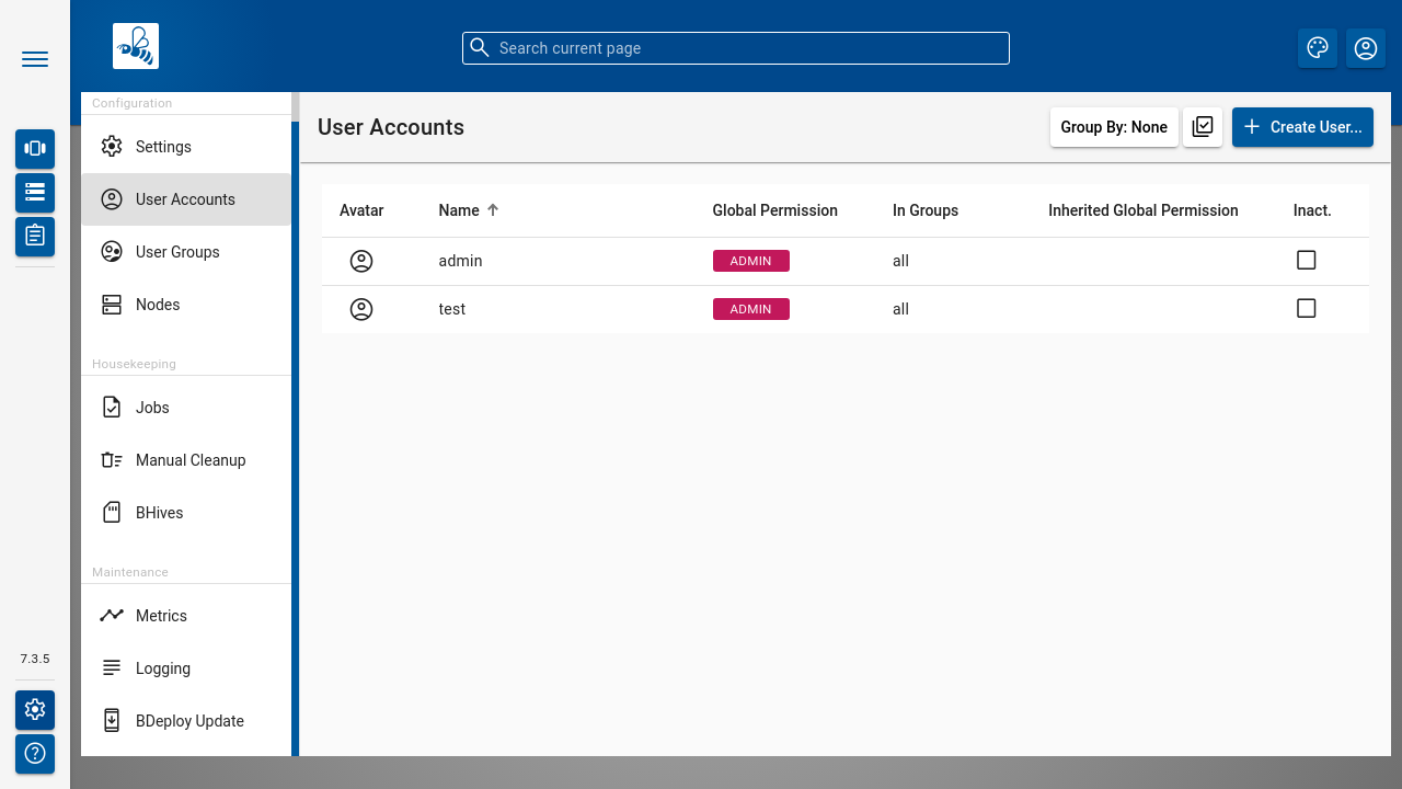 BDeploy User Accounts