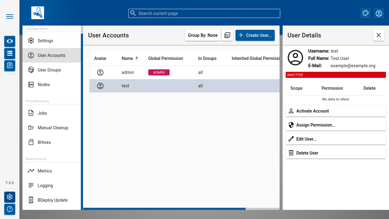 BDeploy User Accounts