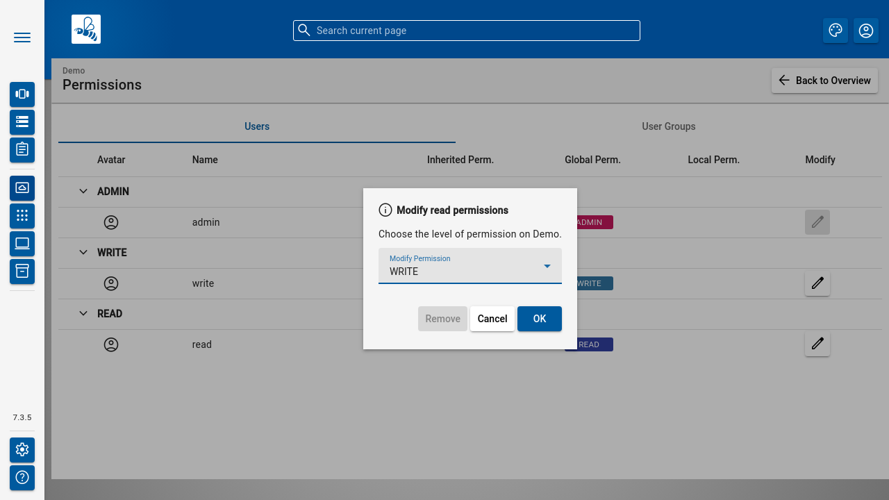 Instance Group Permission Assignment