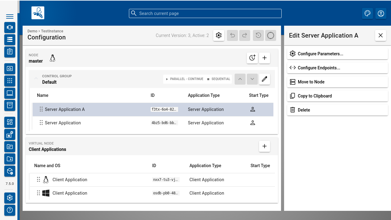 Application Edit Panel