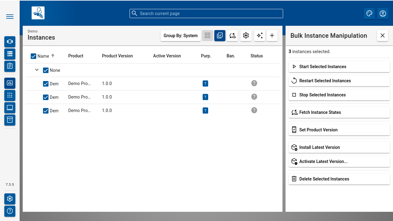 Bulk Instance Manipulation Panel and Selection