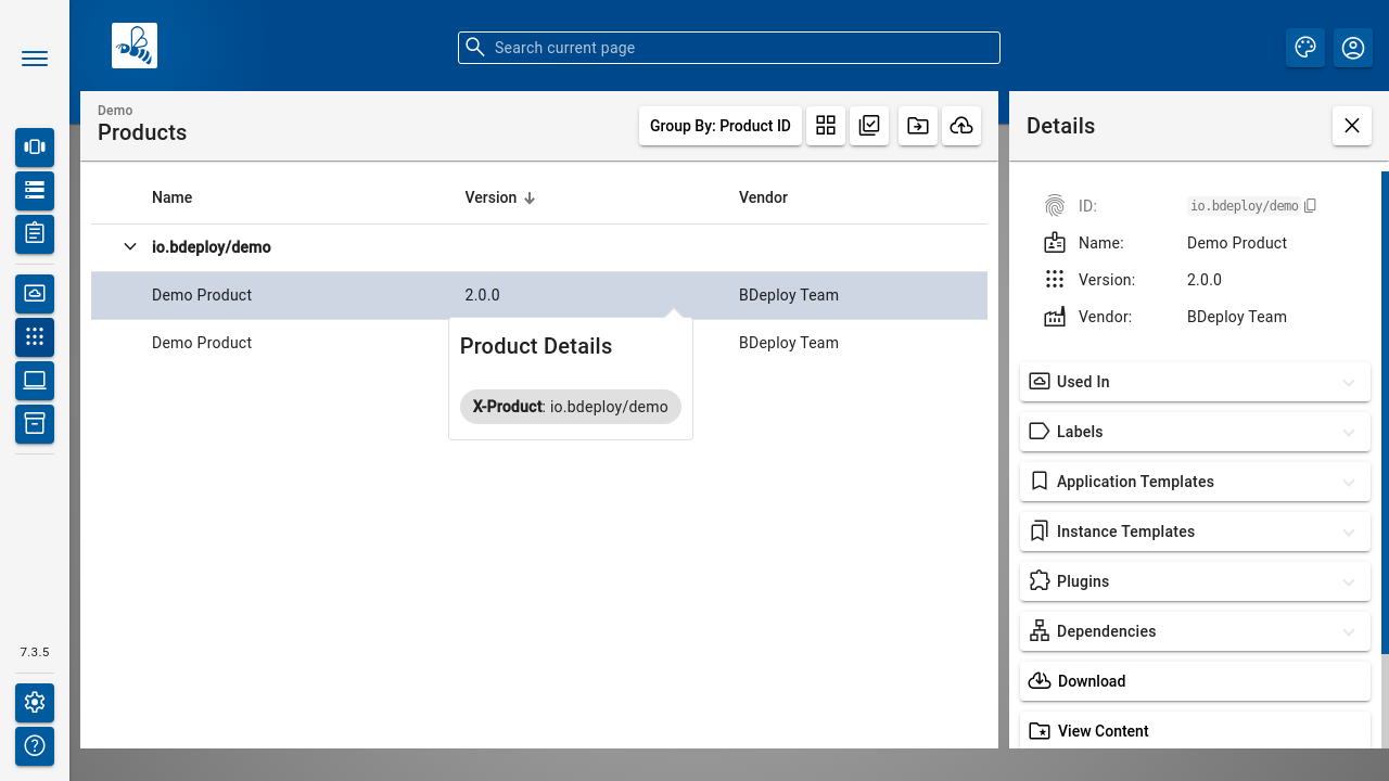 Product Details Panel