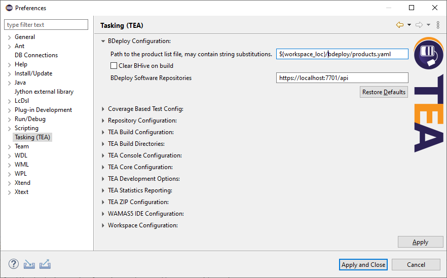 TEA Integration Products Preference